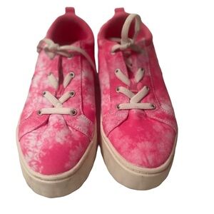 Roxy Pink and White Tie Dye Canvas Shoes Size 5